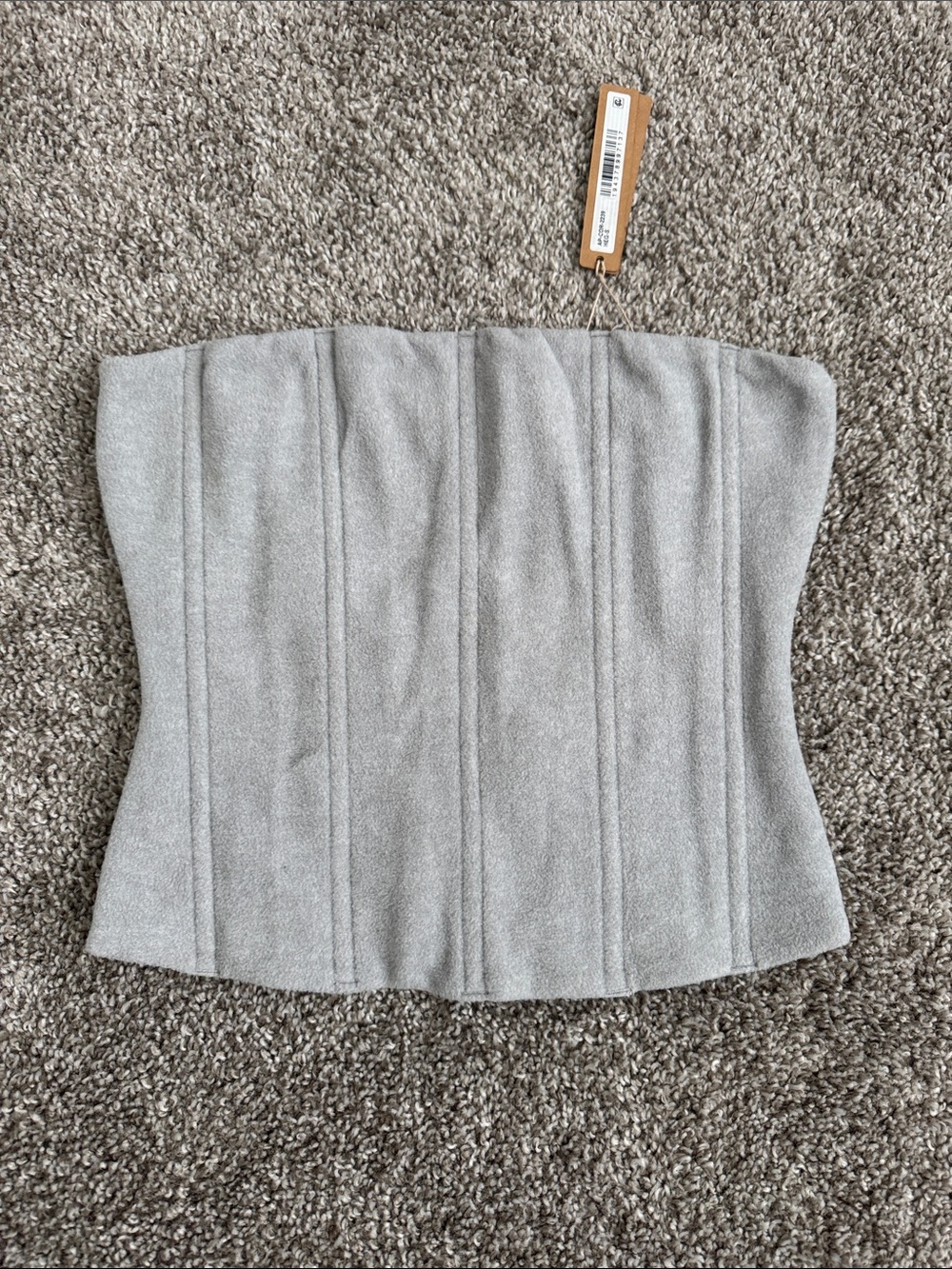 NWT Skims Cotton Fleece Strapless Heather Gray Corset Top